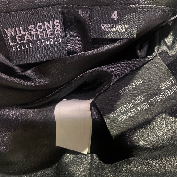 WILSON LEATHER SKIRT PELLE STUDIO BODYCON BLACK LEATHER SKIRT MIDI SKIRT 4 VTG - Picture 6 of 14